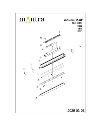 MAGNETO* MODULO LINEAL DIFUSOR 8W BLANCO 3000K